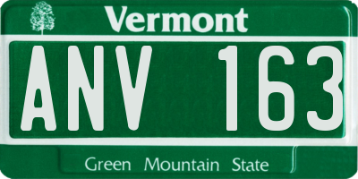 VT license plate ANV163