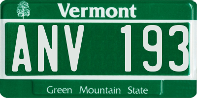 VT license plate ANV193
