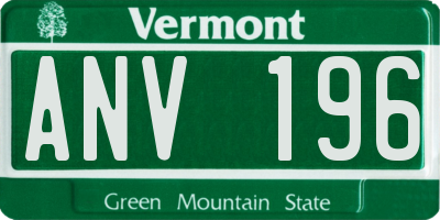 VT license plate ANV196
