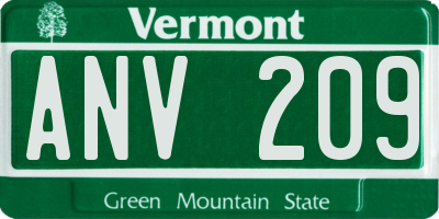 VT license plate ANV209