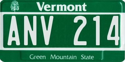 VT license plate ANV214