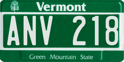 VT license plate ANV218