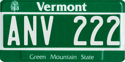 VT license plate ANV222