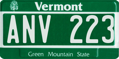 VT license plate ANV223