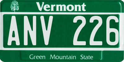 VT license plate ANV226