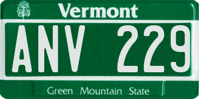 VT license plate ANV229