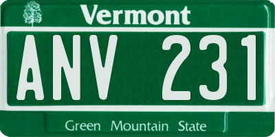VT license plate ANV231
