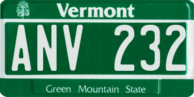 VT license plate ANV232