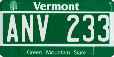 VT license plate ANV233