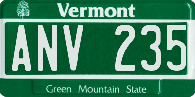 VT license plate ANV235