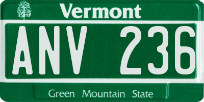 VT license plate ANV236