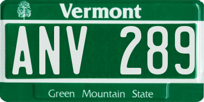 VT license plate ANV289