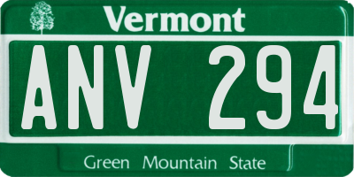 VT license plate ANV294