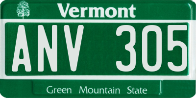 VT license plate ANV305