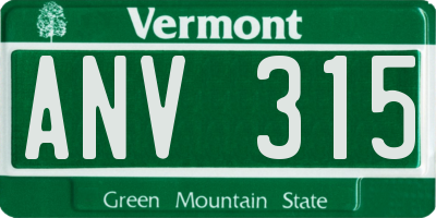VT license plate ANV315