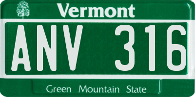 VT license plate ANV316