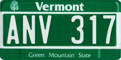 VT license plate ANV317