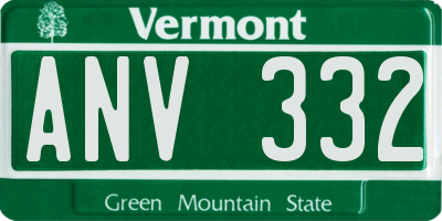 VT license plate ANV332