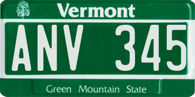 VT license plate ANV345