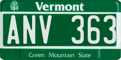 VT license plate ANV363