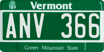 VT license plate ANV366
