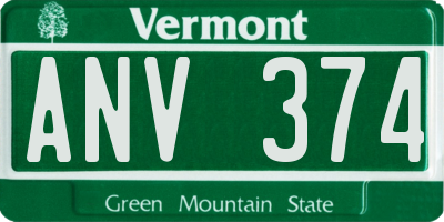 VT license plate ANV374