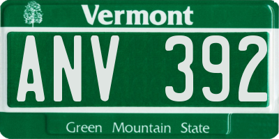 VT license plate ANV392