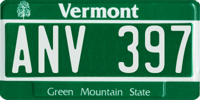 VT license plate ANV397