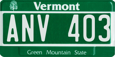 VT license plate ANV403