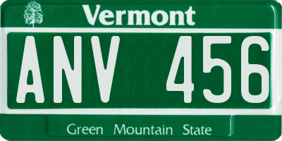 VT license plate ANV456