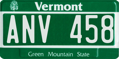 VT license plate ANV458