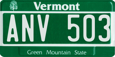VT license plate ANV503