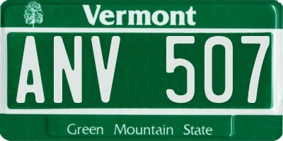 VT license plate ANV507