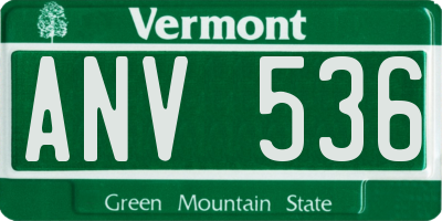 VT license plate ANV536