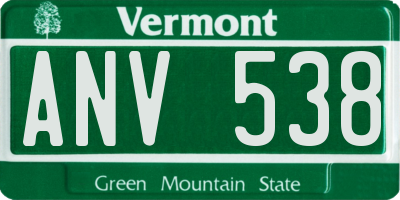 VT license plate ANV538