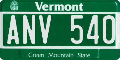 VT license plate ANV540