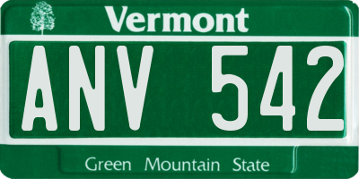 VT license plate ANV542