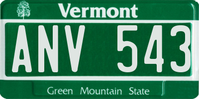 VT license plate ANV543
