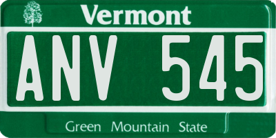VT license plate ANV545