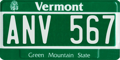 VT license plate ANV567