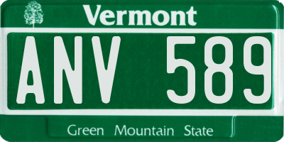 VT license plate ANV589