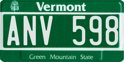 VT license plate ANV598