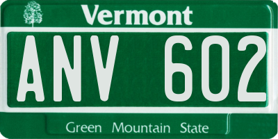 VT license plate ANV602