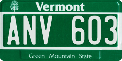 VT license plate ANV603
