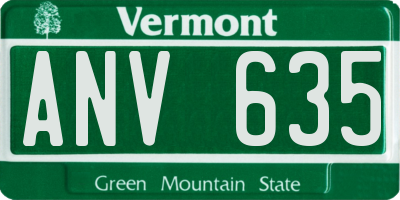 VT license plate ANV635