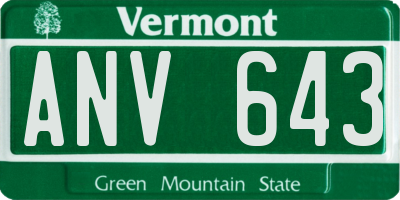 VT license plate ANV643