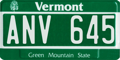 VT license plate ANV645