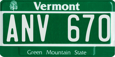 VT license plate ANV670
