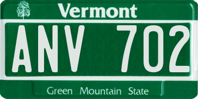 VT license plate ANV702
