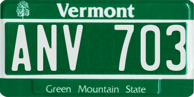 VT license plate ANV703
